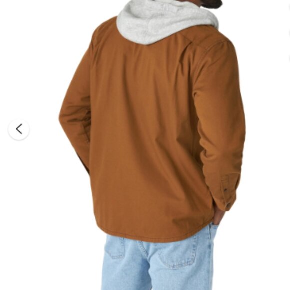 Wrangler Hooded Shirt Jacket Flannel Lined Hoodie Spice Brown Size Medium - Picture 3 of 14